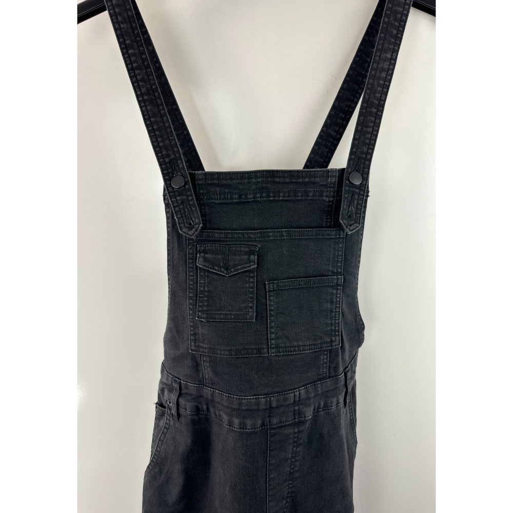 Free People Washed Black Denim Overalls One-Piece Size 28 Strappy Faded Pockets - Picture 4 of 16